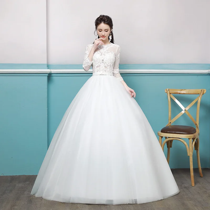 European Top Fashion Scoop Half Style Wedding Dress 2020 New Vibrato With The Same Word Shoulder Thin Bride Luxurious Princess | Свадьбы и