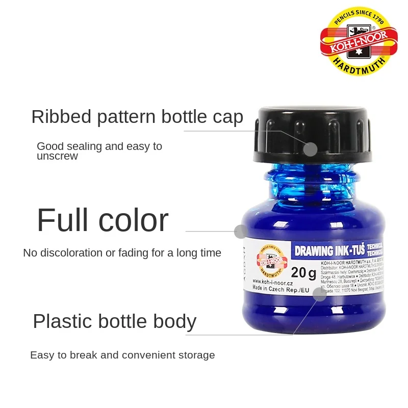 

Czech KOH-I-NOOR comic ink 20g color fluorescent painting ink drawing design quick-drying water-resistant dip pen ink