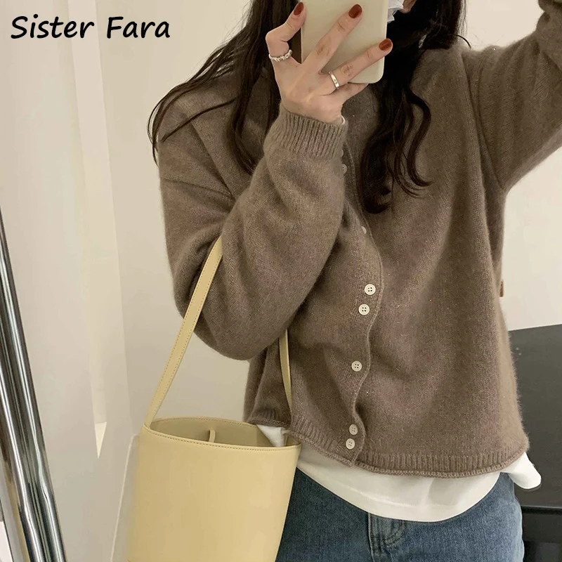 

Кардиган женский однобортный с круглым вырезом, на весну/осень