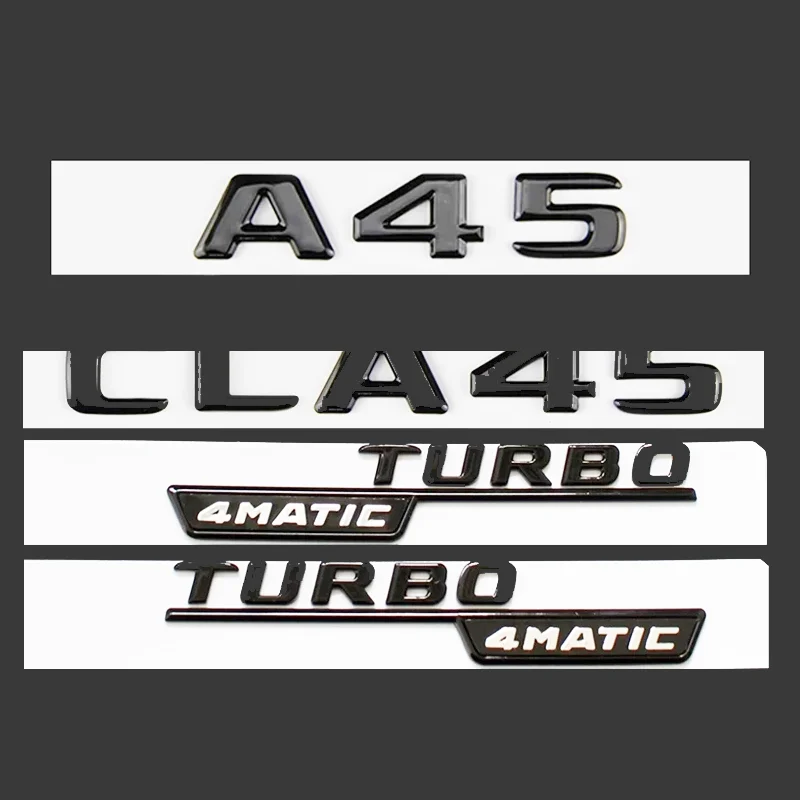 

Matte Glossy Black Fender Trunk Lid Emblem Badges for Mercedes Benz W176 W177 A45 X117 CLA45 X156 GLA45 AMG TURBO 4MATIC 2017+