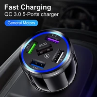 5 ports usb car charger qc3 0 mini fast charging for iphone 12 xiaomi huawei mobile phone universal charger adapter in car