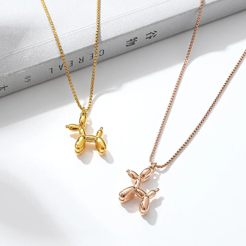2022 Trendy Poodle Balloon Dog Animal Charm Necklace Balloon Puppy Dog Pendant Necklace for Women Girls Teens Girlfriends