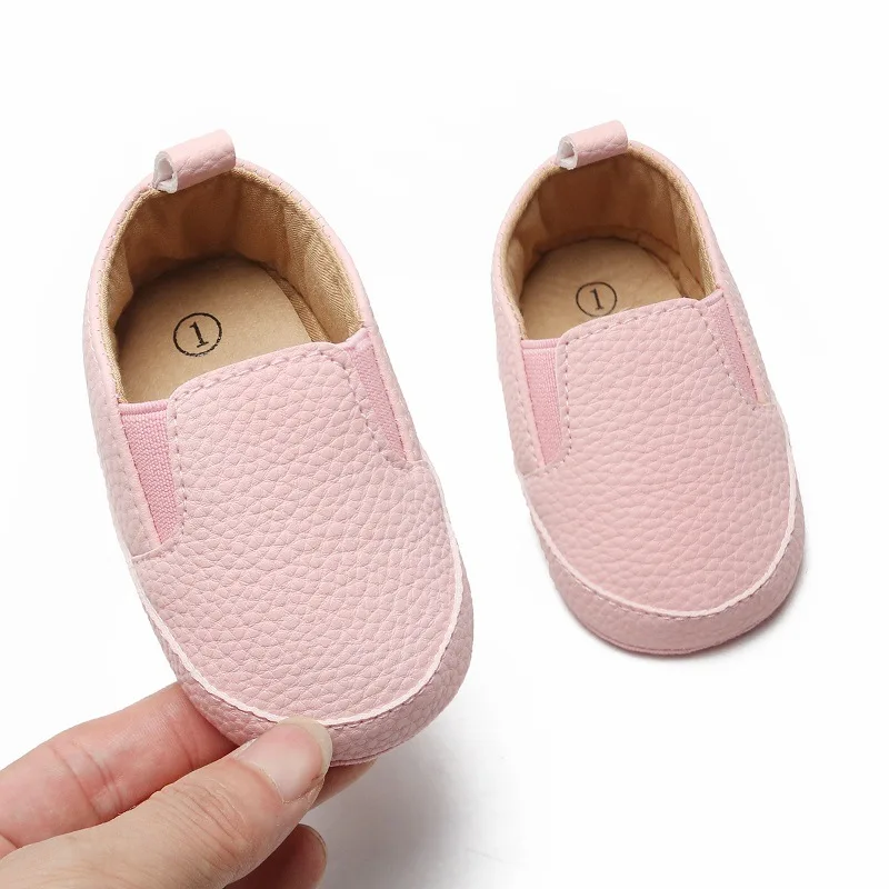 Новые однотонные детские туфли из мягкой кожи для новорожденного мальчика