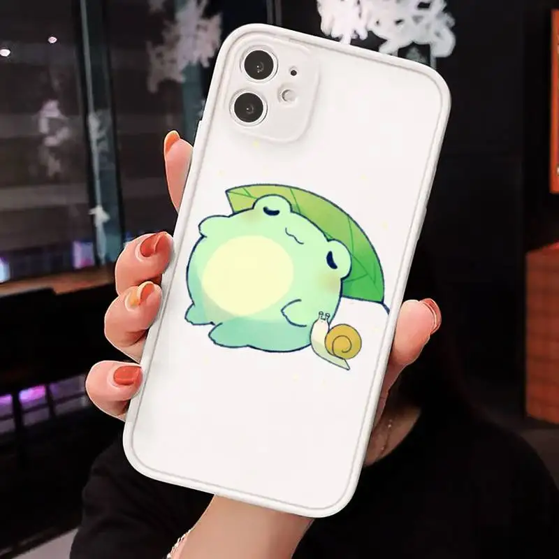 

CARTOON Frog Phone Cases Matte Transparent for iPhone 7 8 11 12 s mini pro X XS XR MAX Plus cover funda