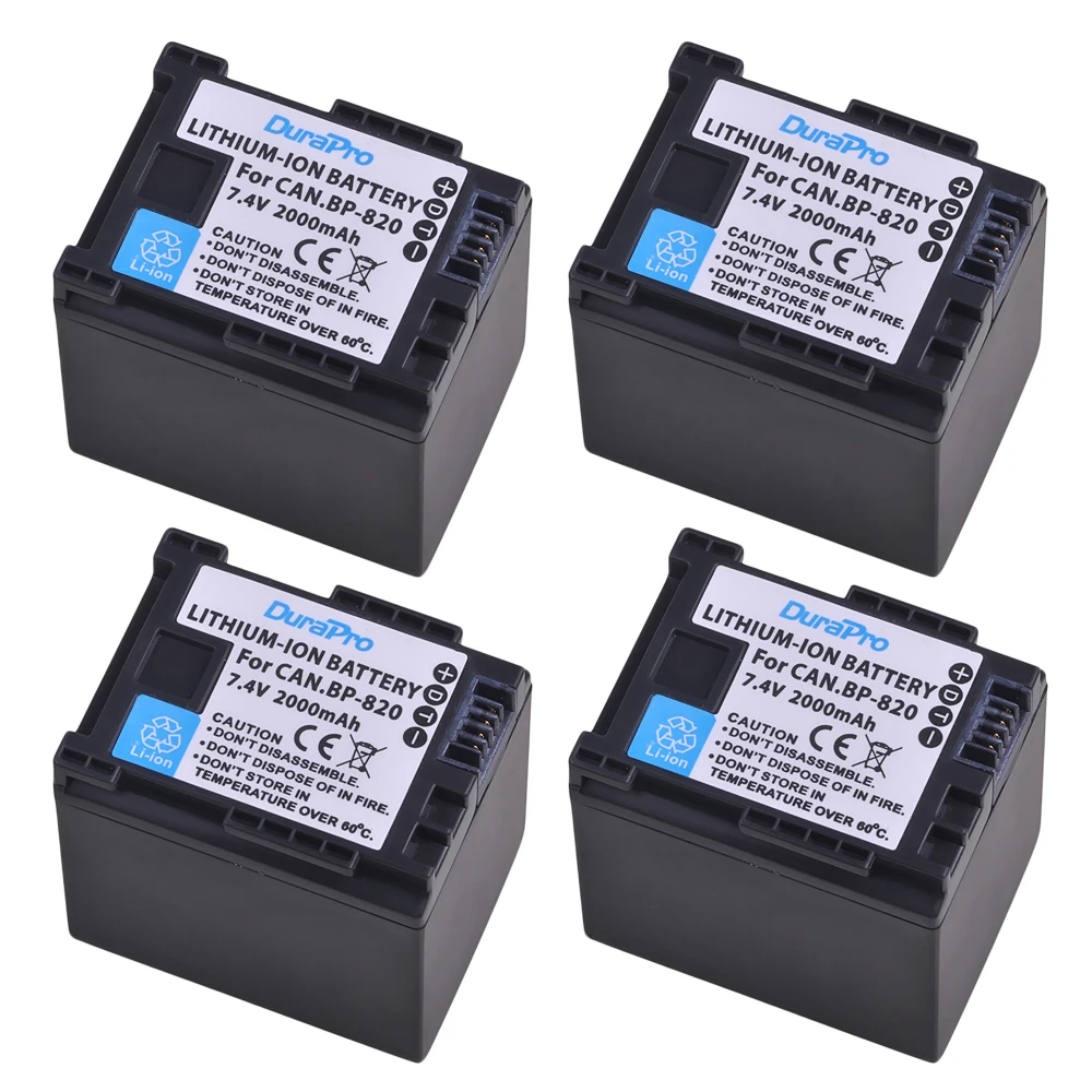 4 Battery 2x2000 mAh BP-820 BP 820 Аккумулятор для камеры Canon VIXIAGX10, HFG21, HFG30, HFG40, HFM30, HFM31, HFM32, HFM300, HFM301, HFM40, HFM41, HFM400 - Цвет: 4 Battery