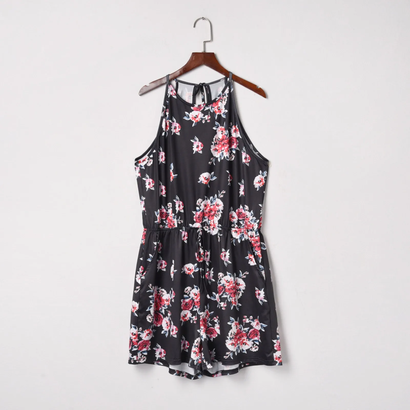 

Short Women Jumpsuit Beach O-Neck Sexy Tunic Floral Print Plus Size Summer Women Overalls Rompers Sleeveless Printed Jumpsuits