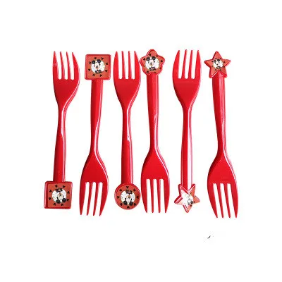 fork 6pcs Микки Маус тема вечерние украшения baby shower вечерние украшения и вечерние поставки большая коллекция украшения на день рождения, для маленьких мальчиков - Цвет: fork 6pcs