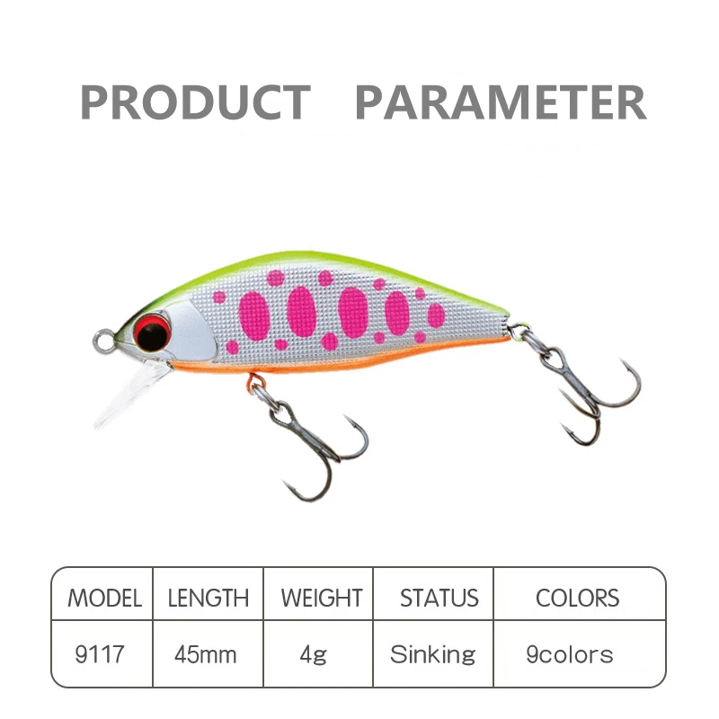 Тонущая блесна плоская рыболовная приманка 45 мм/4 г кренк для форели