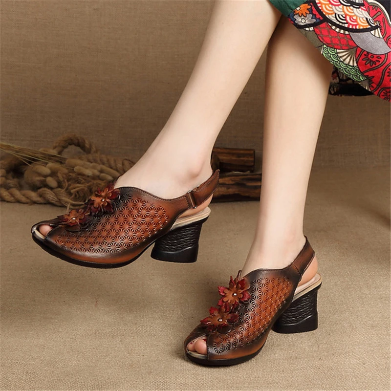 Повседневные женские босоножки из натуральной кожи Женская обувь на платформе