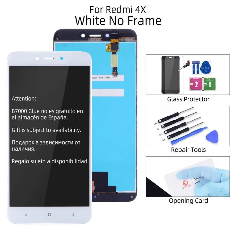 Дисплей для For Xiaomi Redmi 4X 4A LCD в сборе с тачскрином на рамке 5.0'' черный белый золото - Цвет: 4X White No Frame