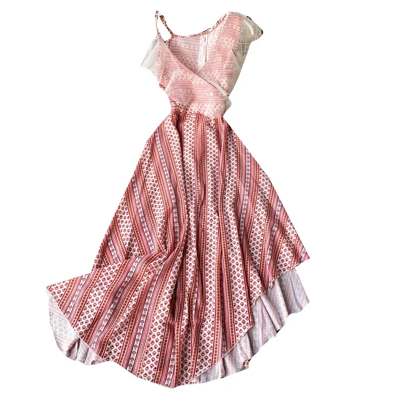 

STAERK 2020 Thai island of phuket on holiday beach dress woman fairy Bali beach condole belt dress pink kaftan women's beach tun