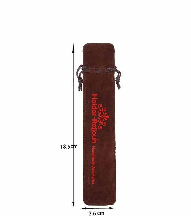 

Индивидуальный размер 1600 шт. 3,5x18,5 см двусторонние коричневые бархатные мешочки на шнурке для ручки сумки с оранжевым логотипом с принтом