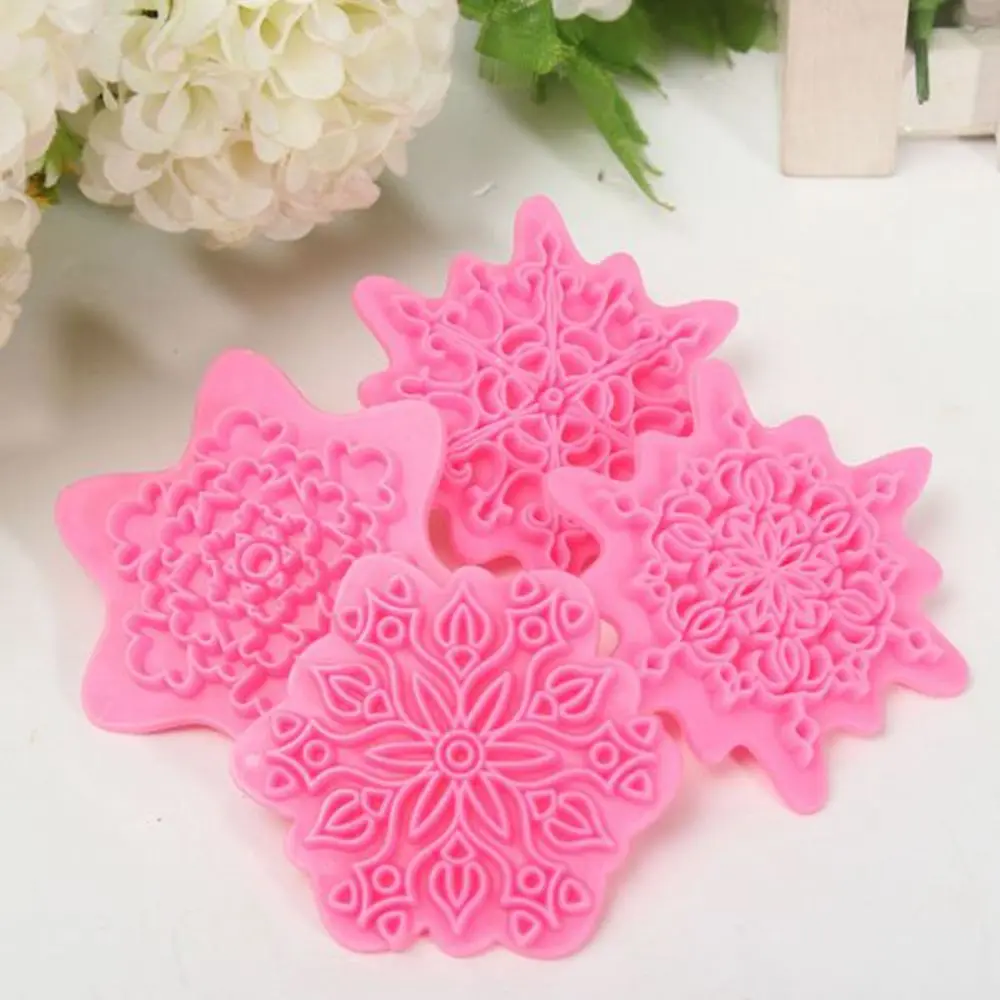 

4Pcs/lot Flower Shape Cake Embosser Lace Press Mold Biscuit Stamps Fondant Sugarcraft Cookie Cutter Kitchen Tools Bakeware