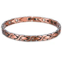 red copper magnetic infrared germanium negative ion 4 in 1 healing bio energy bracelet women rose gold health care bracelets