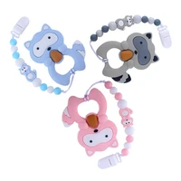 2020 baby safe silicone pacifier clip food grade silicone beads baby teething toys for baby lovely cartoon pacifier chain