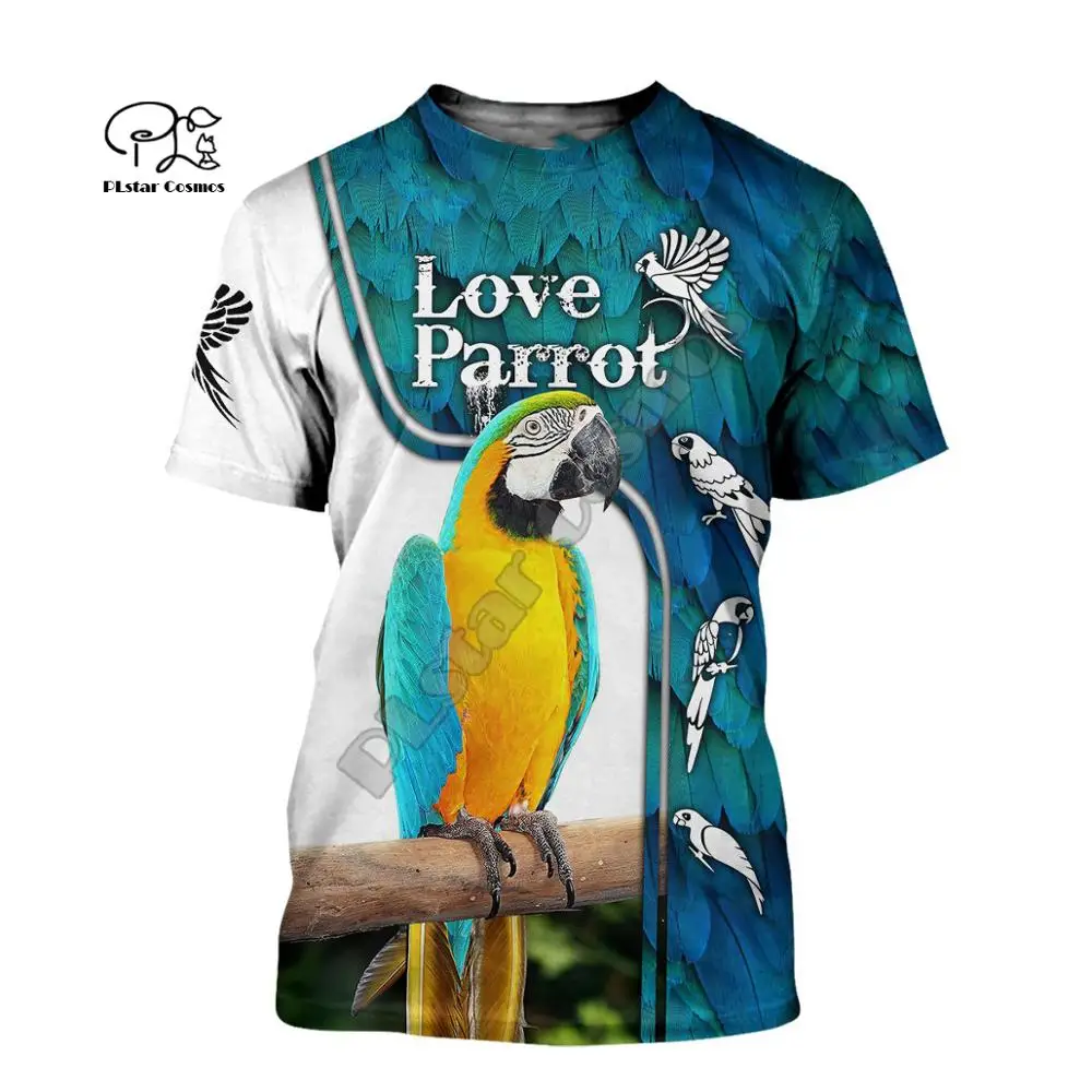 Футболка унисекс летняя с рисунком животных птиц попугаев голубей | Мужская