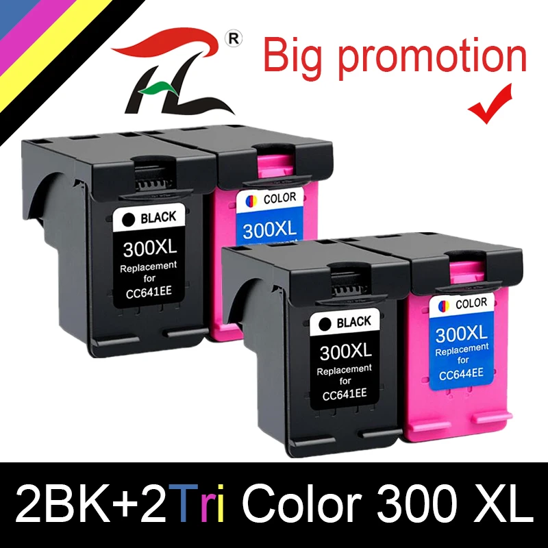 

HTL 4PK 300XL Remanufactured Ink Cartridges Replacement for HP 300 for Deskjet D1660 D2560 D2660 D5560 F2420 F2480 F2492 F4210