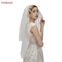 topqueen v15 wedding veil ivory white bride veil two layer wedding veils with comb bridal accessories wedding dress veil