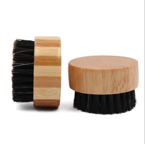 Маленькая круглая щетка для бороды из натурального бамбукового дерева 1 шт. усов