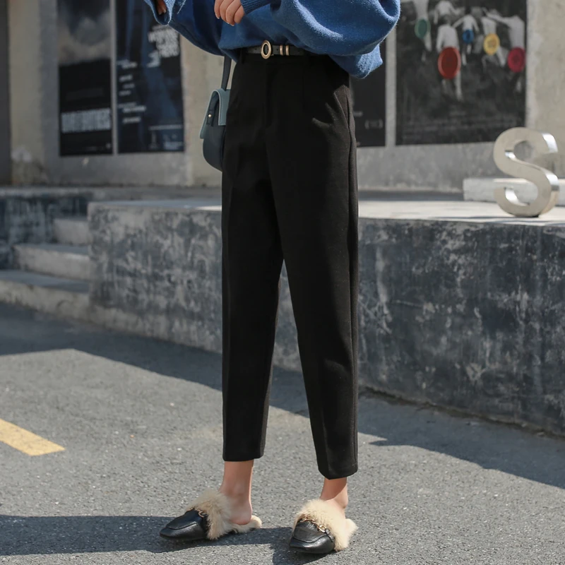 Женские шерстяные штаны-шаровары OL стильные брюки дамские повседневные