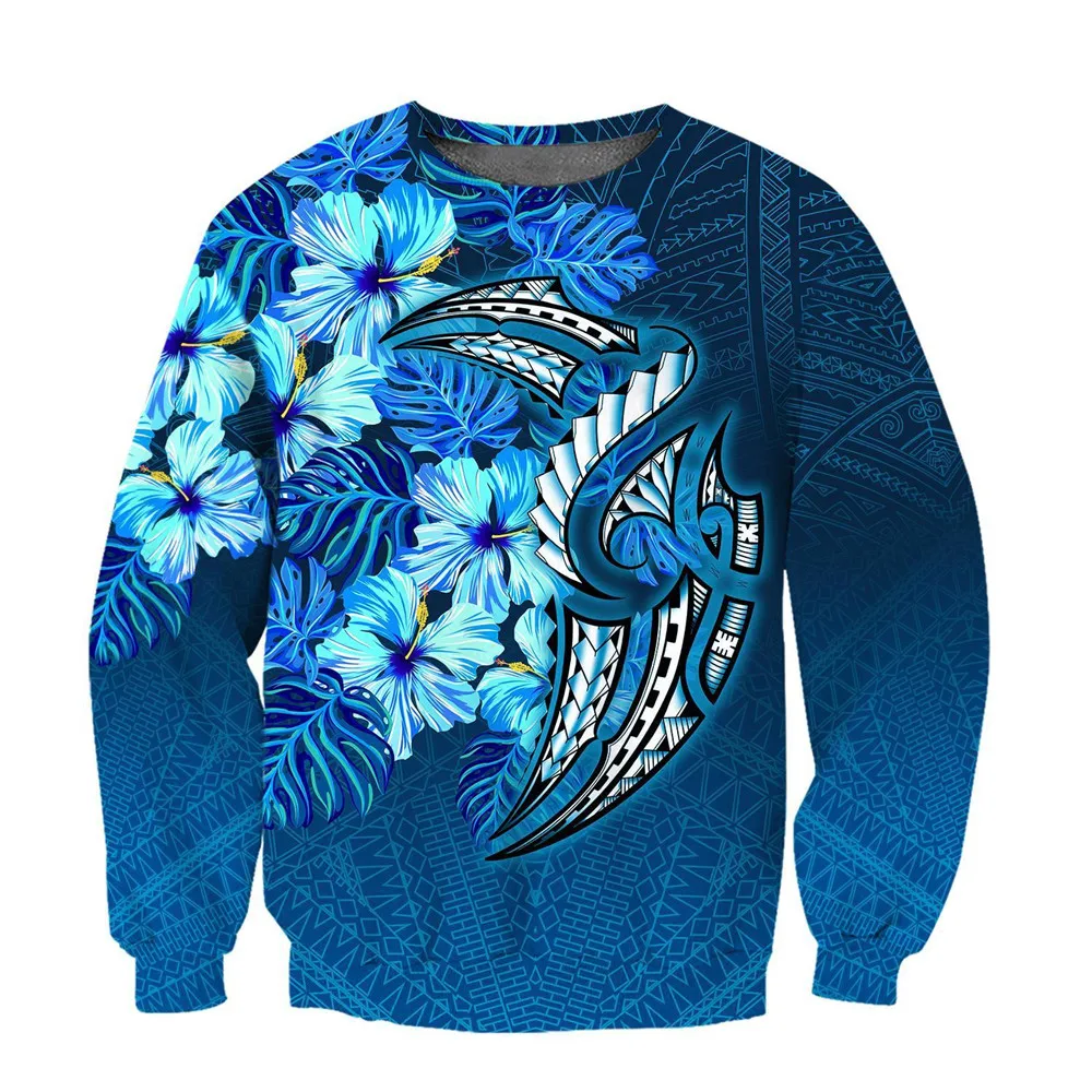 

CLOOCL Fashion Men Sweatshirts 3D Graphic Amazing Polynesian Hibiscus Pullovers Men for Women Polyester Sportswear Men Clothing