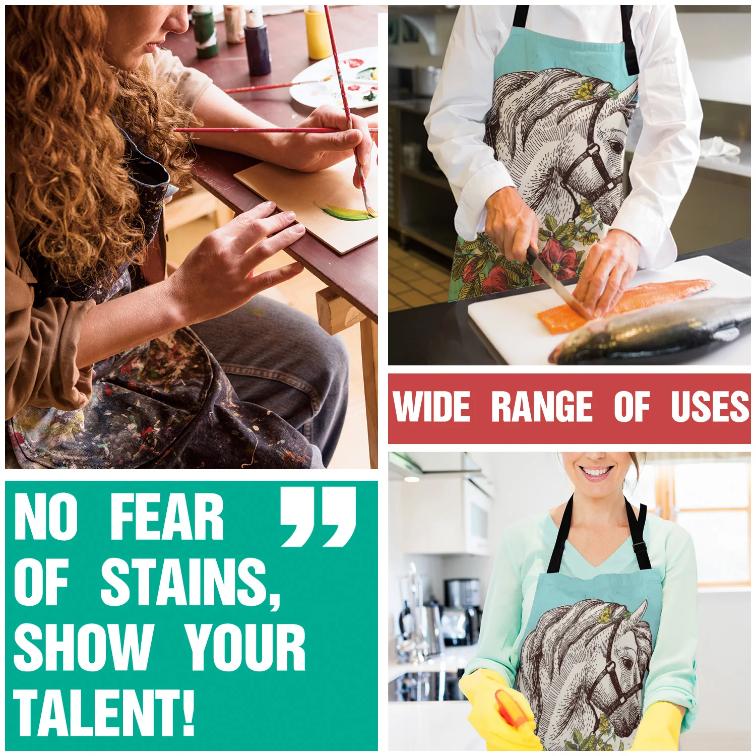 Животные в богемном стиле белый конский фартуки с принтом кухня домашний холст