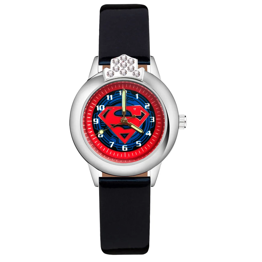 

Cartoon Cute Crystal style Children's Watches Kids Student Girls Quartz Leather strap Wrist Watch Clock JK156