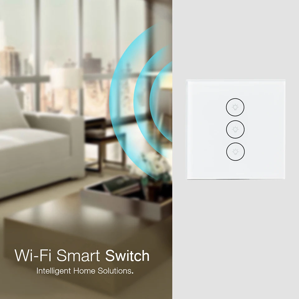 Настенный сенсорный выключатель UNKAS Smart Life с Wi Fi панель из хрустального стекла для