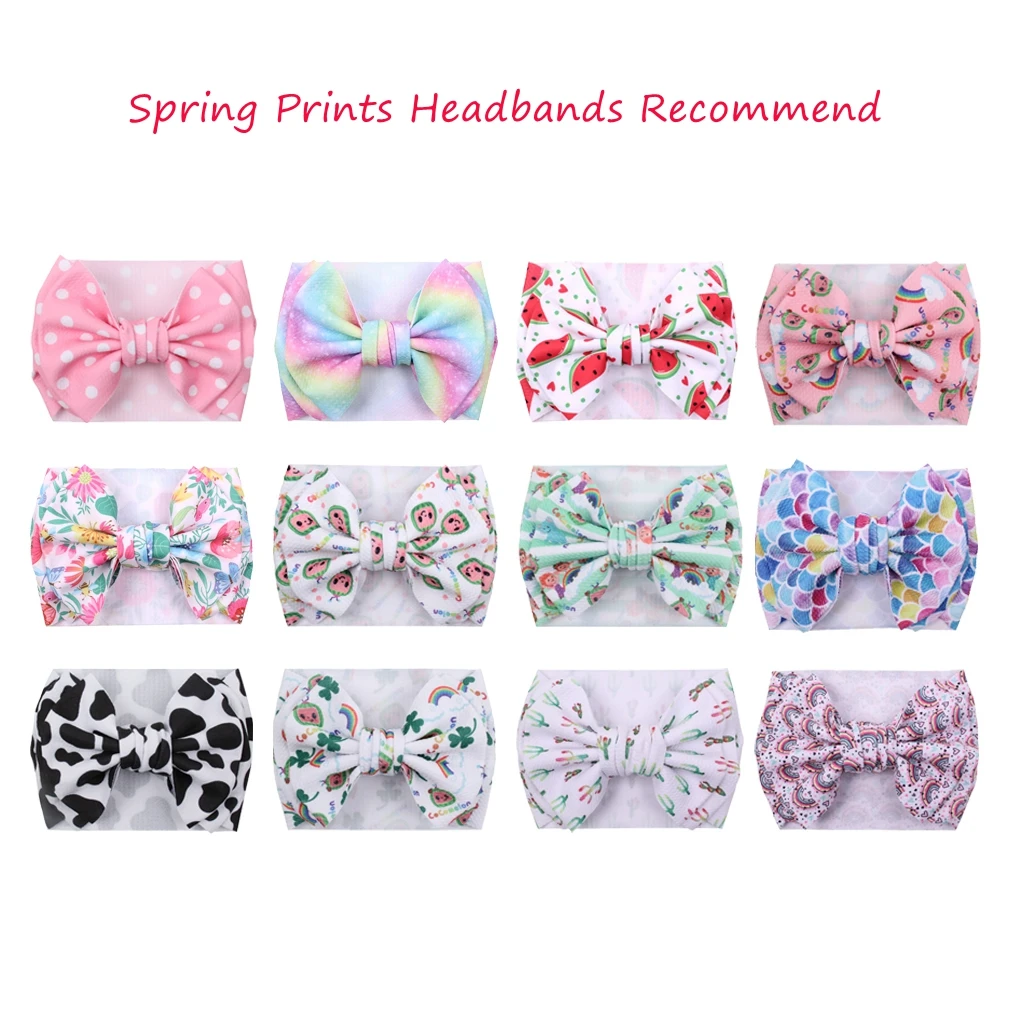 Летняя повязка на голову с большим бантом и принтом для девочек модный детский