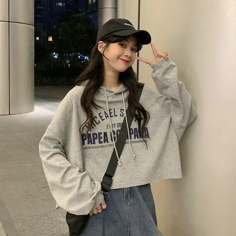

Fashion Loose Hoodies Harajuku Streetwear Hip Hop Aesthetic Korean Style Crewneck Hoodie Sudaderas Women's Clothing