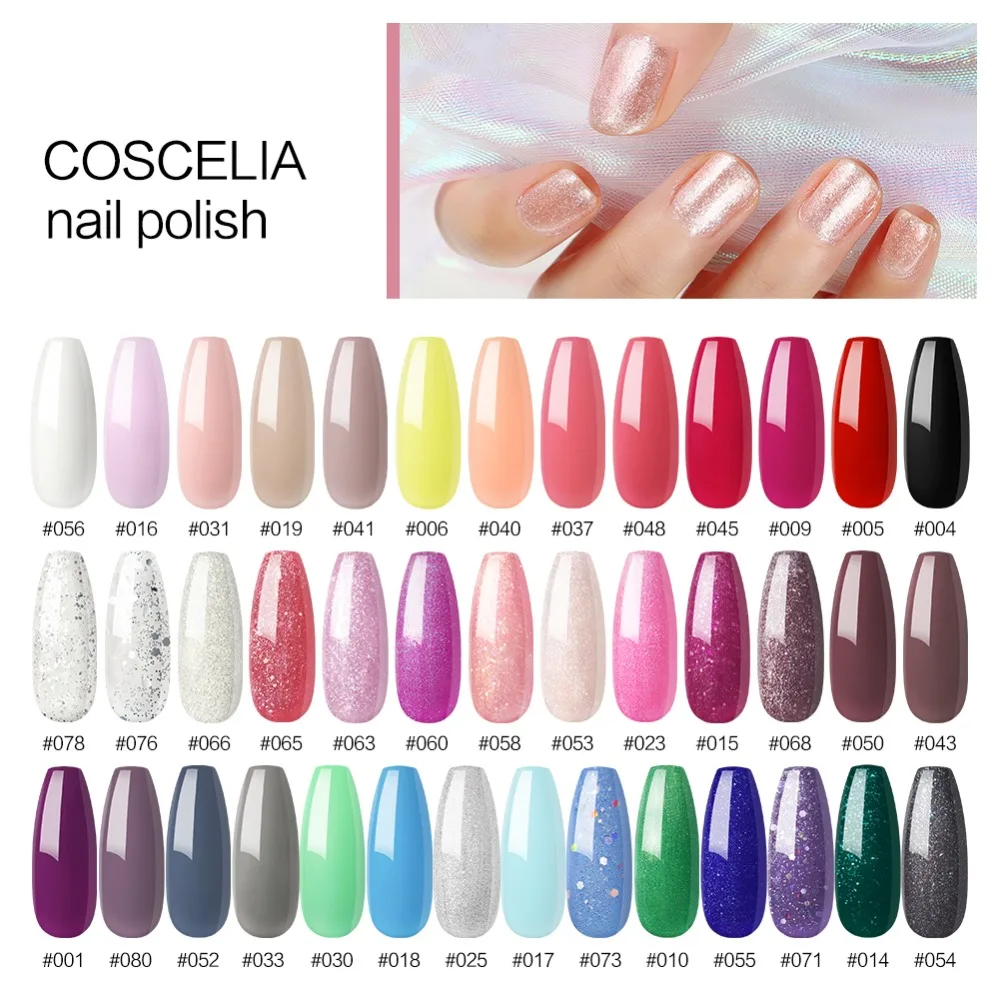 COSCELIA лак для ногтей, 40/80 цветов, Гель-лак для ногтей, наборы для ногтей, полуперманентный Гель-лак для замачивания, УФ-лак для ногтей, набор