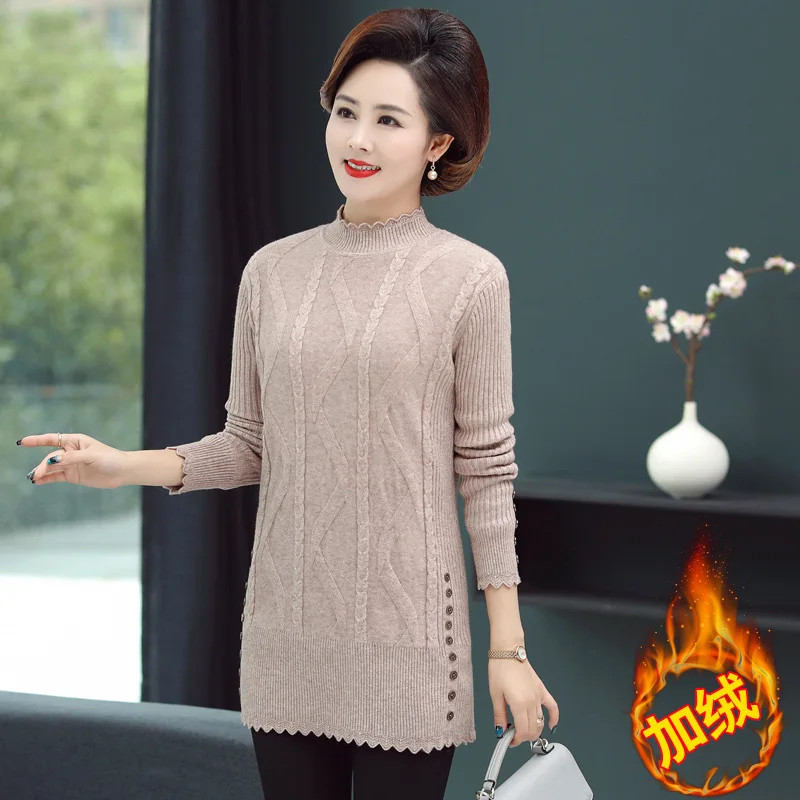 

Осенне-зимняя одежда, бархатные толстые свитера и джемперы, корейские пуловеры средней длины с воротником средней длины, Однотонный женски...