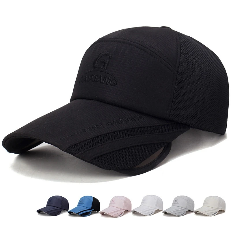 

Sunshade Cap Wide Retractable Brim Cotton Breathable Mesh Hat Outdoor Fishing Camping Travel