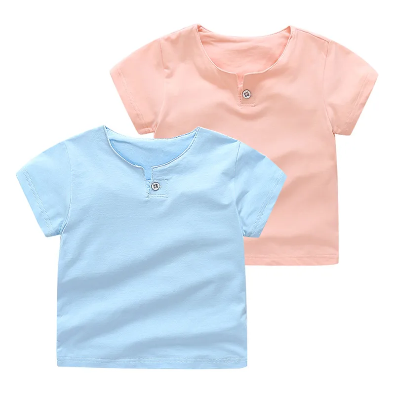 

Baby Short Sleeve T-shirt 2021 Summer New Boys' Clothing Children's Open Collar Solid Color Top