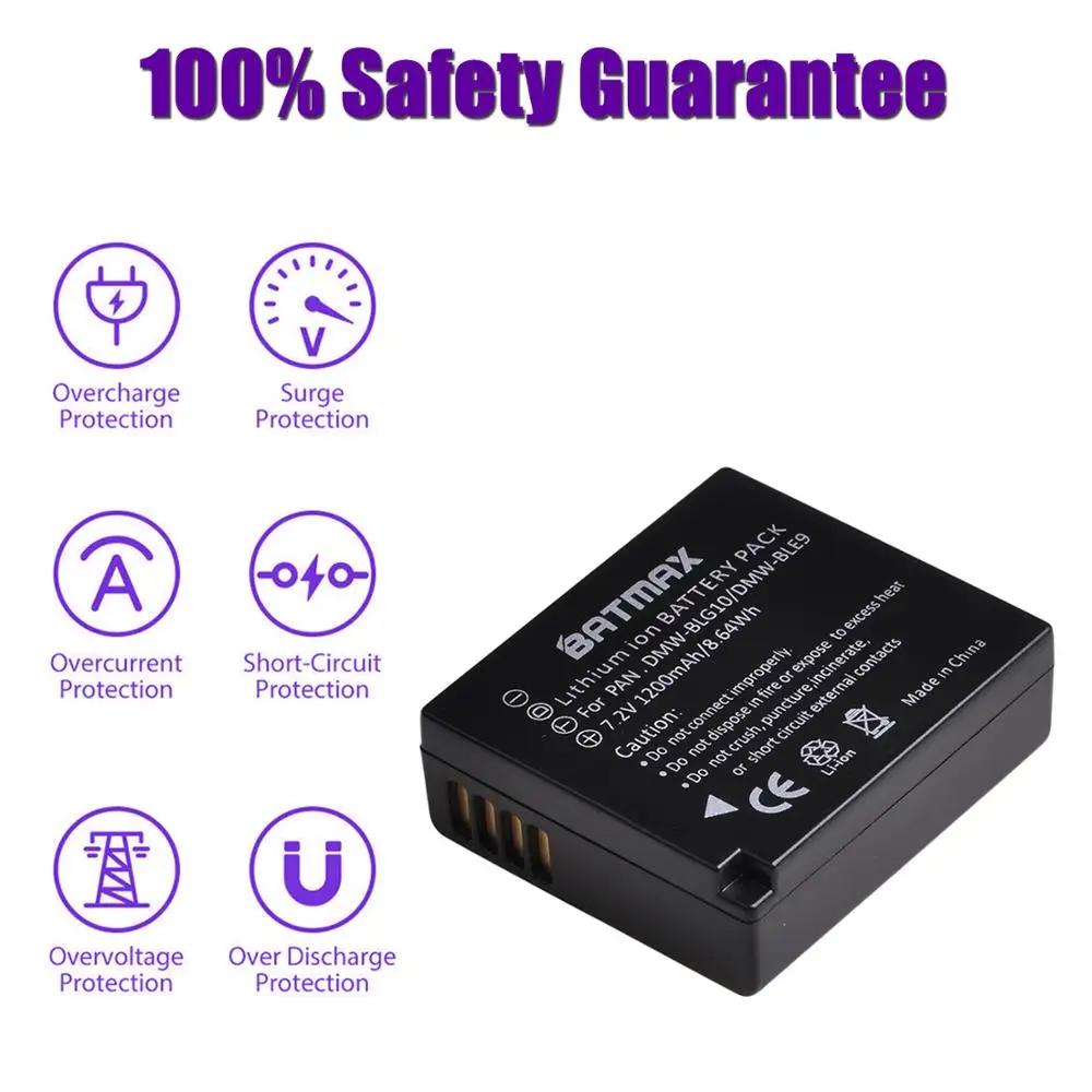 DMW-BLG10 аккумуляторов DMW BLG10 BLG10e BLE9 2 шт. + светодиодное встроенное зарядное