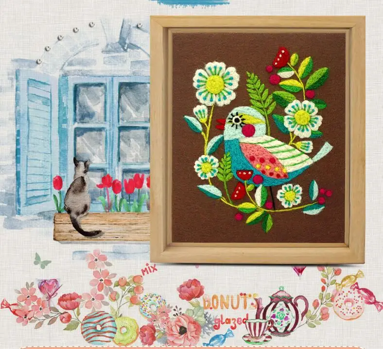 Необработанный домашний декор фоторамка картина на заказ шерстяной игольчатый