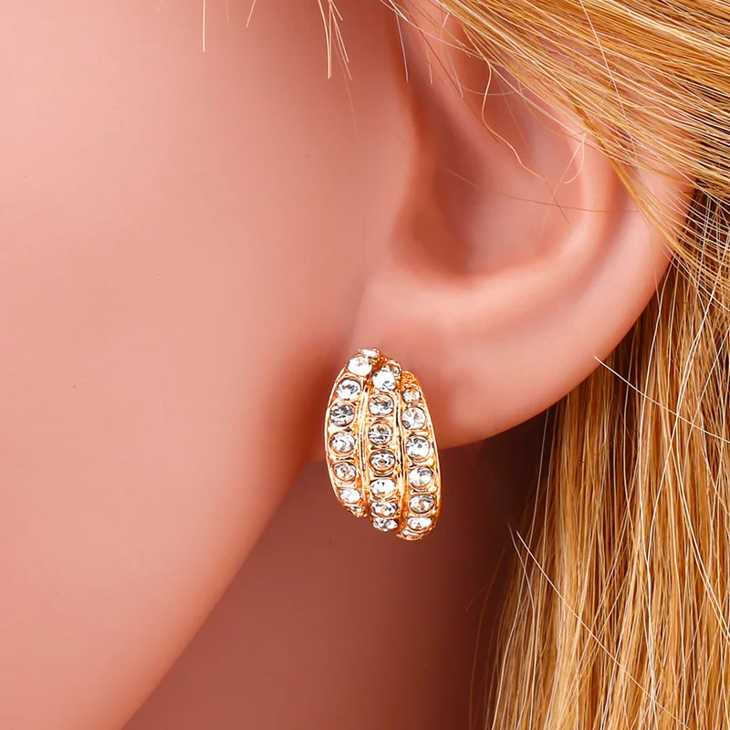 Женские серьги клипсы без пирсинга FLOLA золотистые с кубическим цирконием