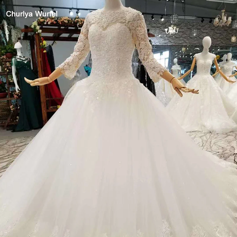 LSS047 Элегантное свадебное платье цвета слоновой кости с круглым вырезом и