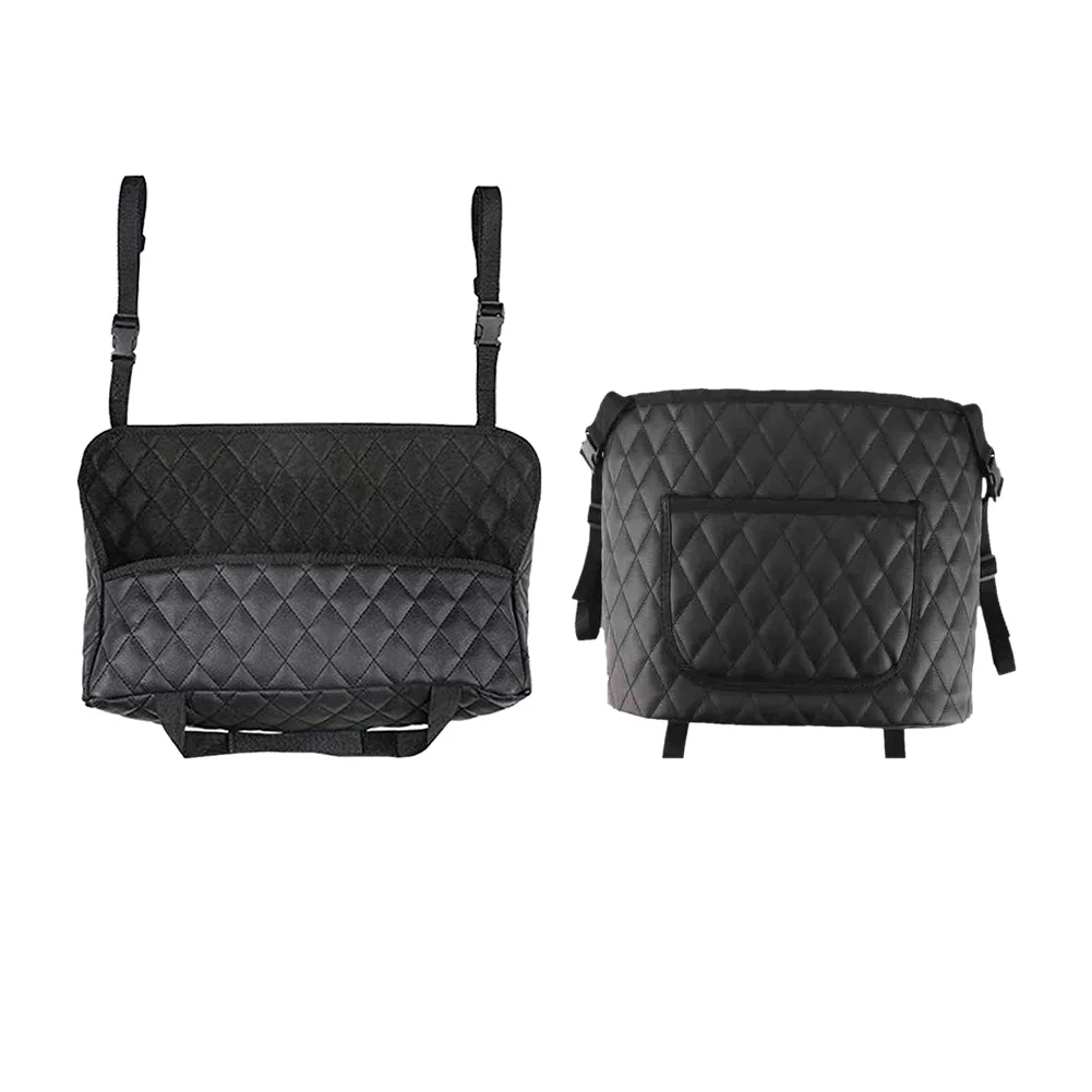 

PU Leather Car Seat Storage Bag Hanging Seat Auto Interior Stowing Middle Bag Anti Kick Pad for Cup Key Phone Holder