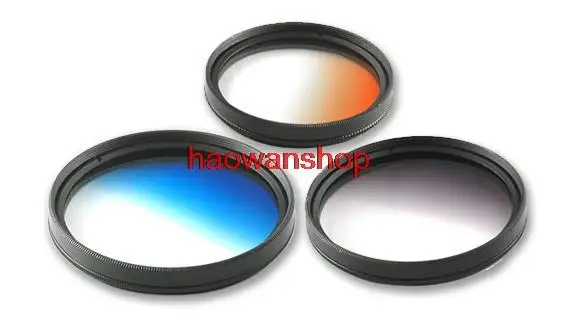

3pcs 30 37 40.5 46 49 52 55 58 62 67 72 77 82 mm Graduated Gradual Color ND Grey Orange Blue lens Filter for canon nikon camera