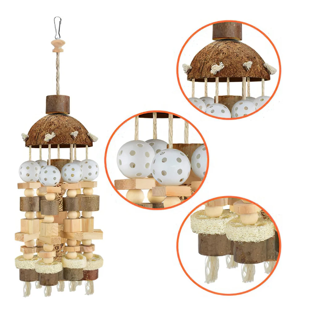 Большая игрушка-попугай натуральные деревянные блоки жевательная игрушка для