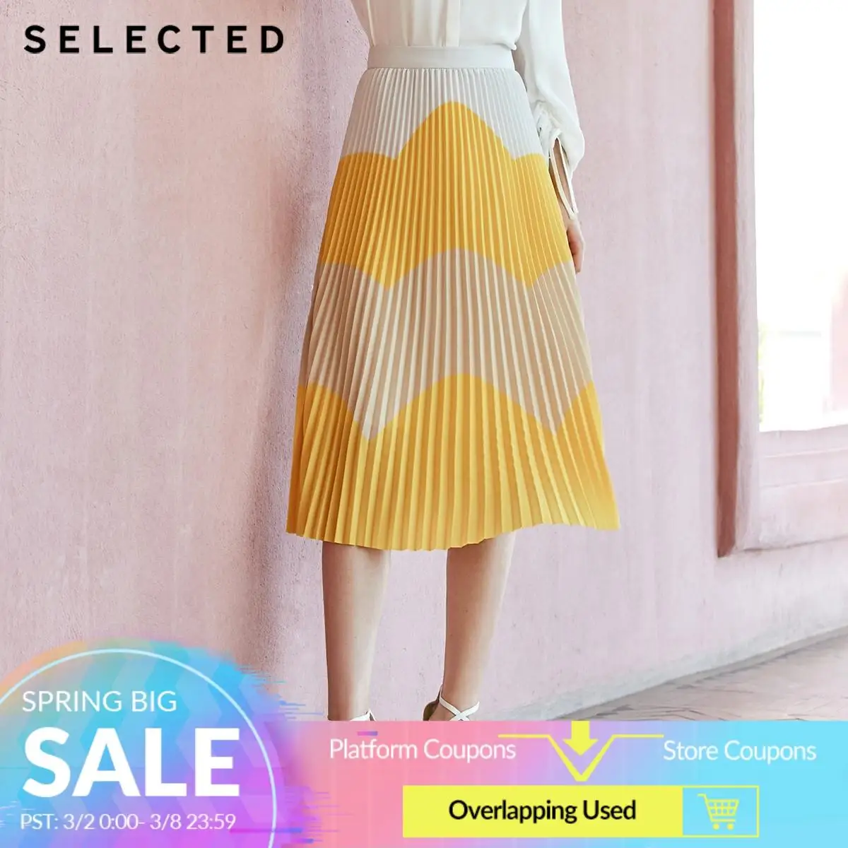 Выбранное летнее плиссированное платье миди разных цветов S | 41924C514|Женские юбки|