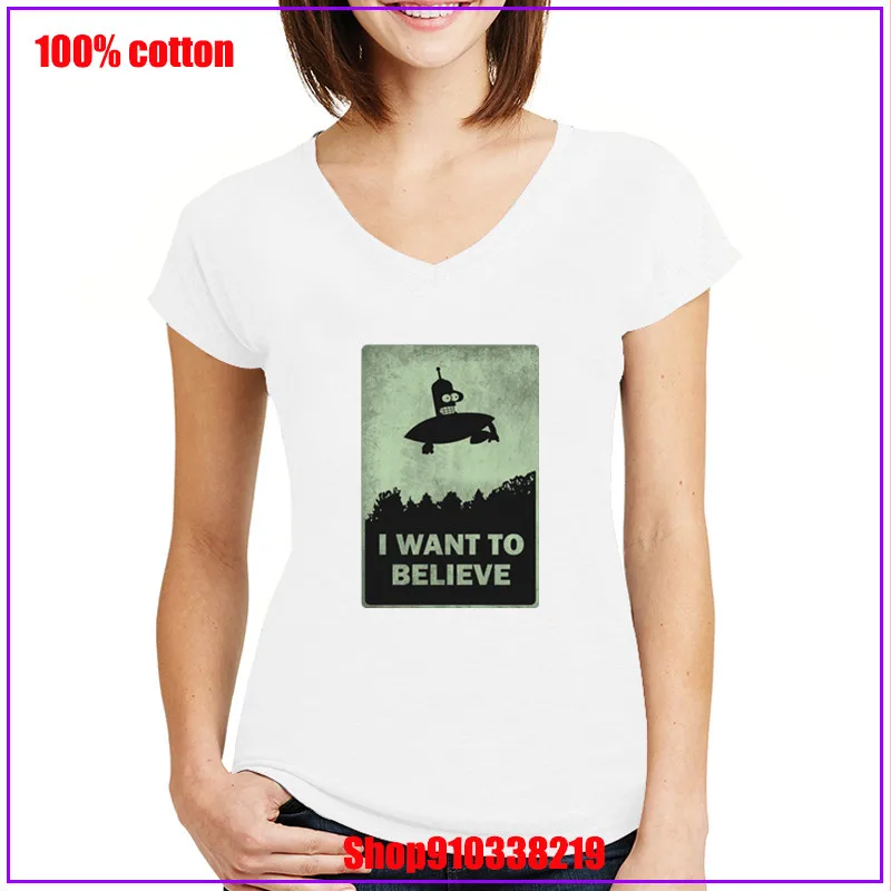 Женская футболка с v-образным вырезом I Want To Believe Aliens X уличная мода 2020 летние топы
