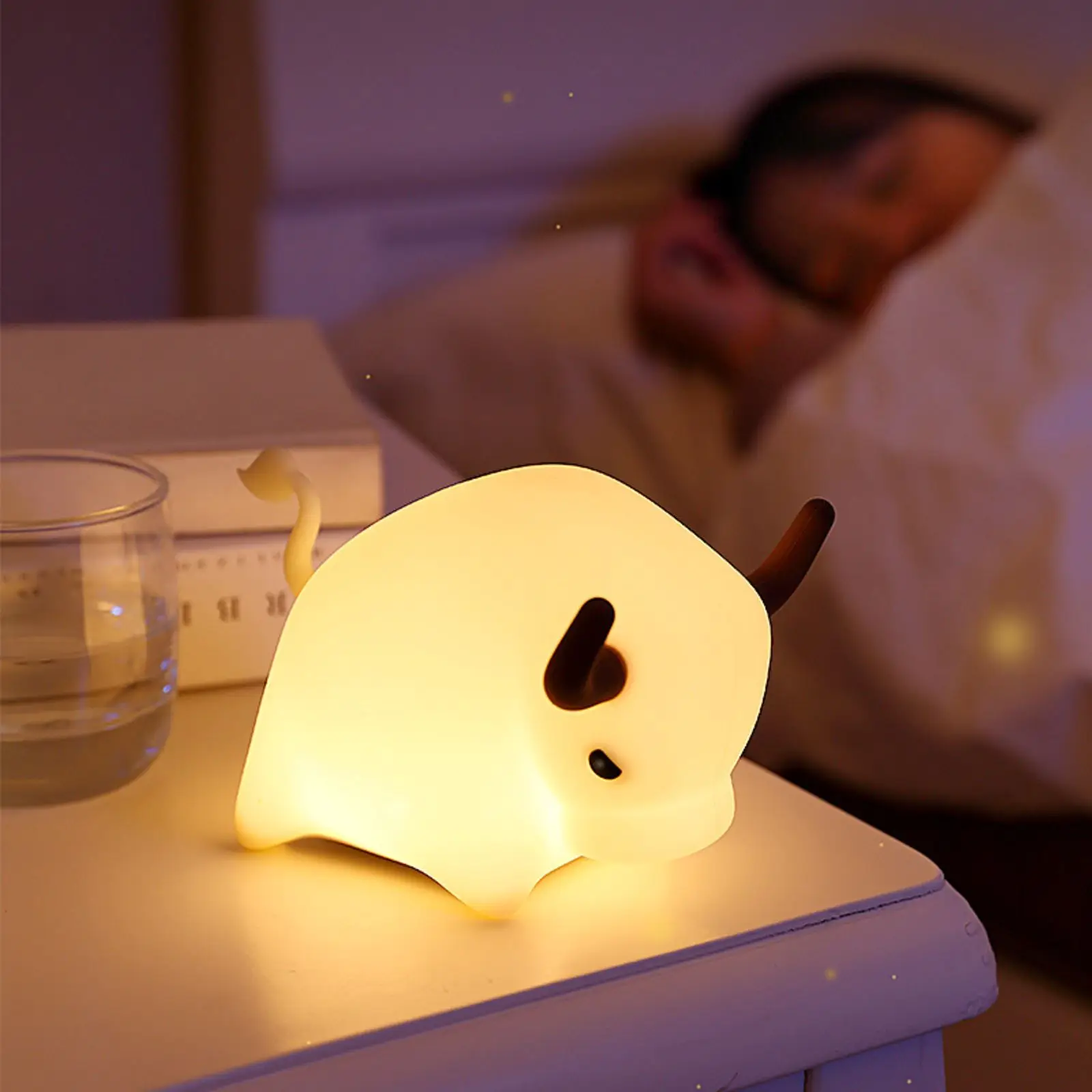 

Cute Calf LED Night Light USB Rechargeable Timed OFF Touch Switch Dimming Bedside Lamp For Kids Baby Room Bedroom Living Room