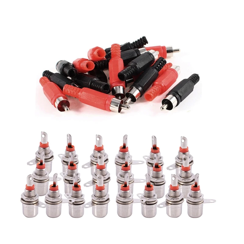 Аксессуары 40 шт.: черный красный паяльный штекер RCA о разъем 20 шт. и гнездовой