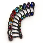 Кольцо для пупка, с кристаллами, 9 цветов, 1 шт.