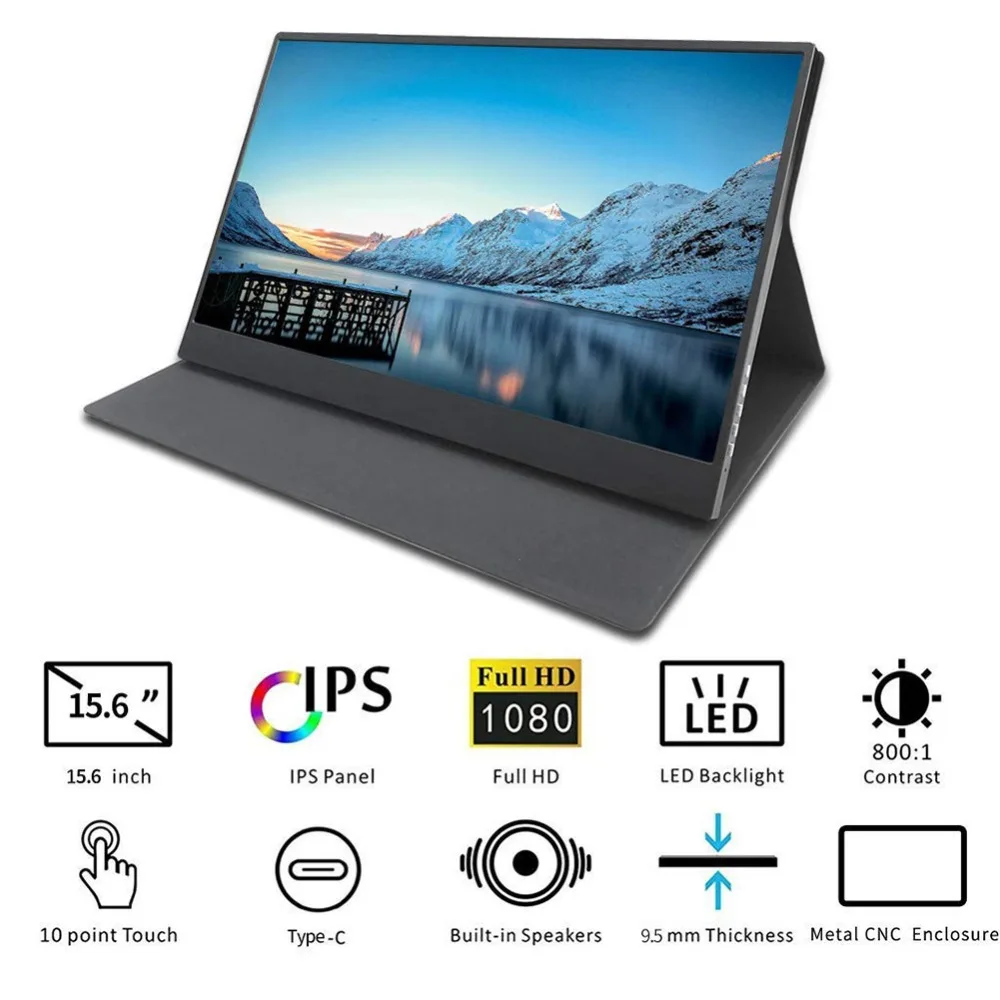 Сенсорный экран HD игровой портативный монитор 15," 2 типа C(USB-C) lapto PS4 Minihdmi 1080P ips USB с портами для Raspberry Pi/Xbox