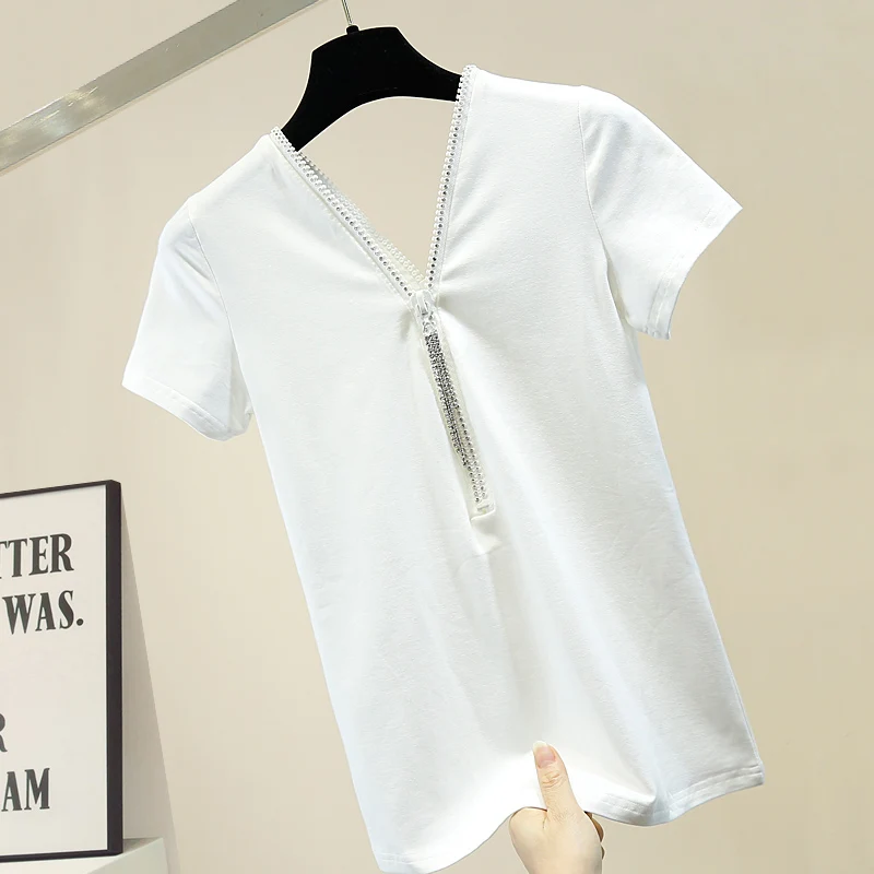 Женская футболка с двойным v-образным вырезом на молнии новая мода 2020 облегающий