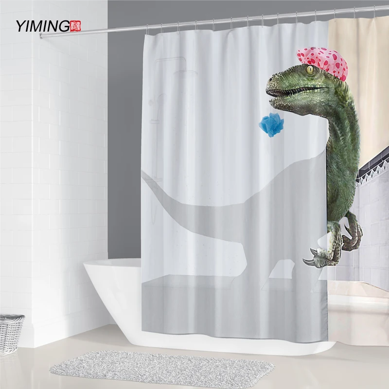 Занавеска для душа YIMING с принтом динозавра моющаяся декоративная занавеска