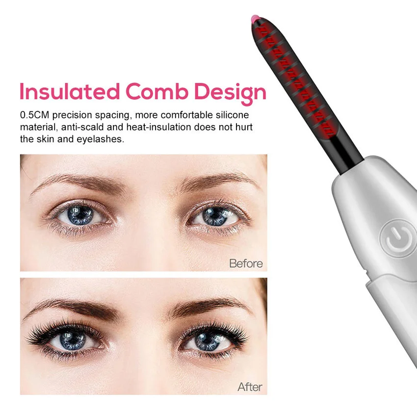 

Mini Electric Heated Eyelash Curler Heated Makeup Eye Lashes Heated Eyelash Curler Applicator Long Lasting Beauty Tool new